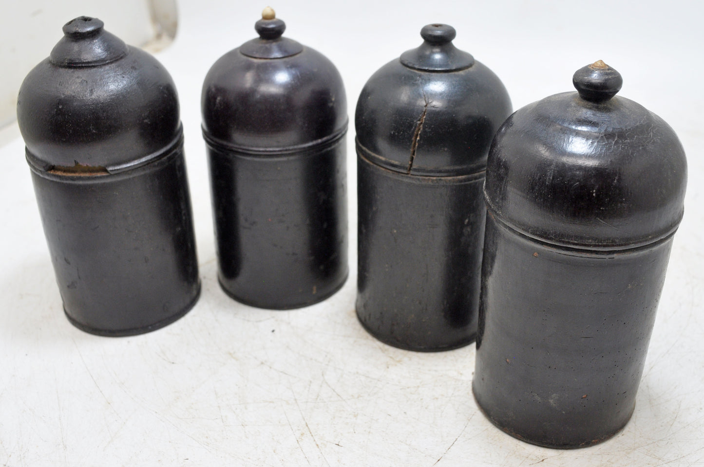 Lot of 4 Vintage Wooden Lacquer Painted Candy Box Original Old Handd Crafted