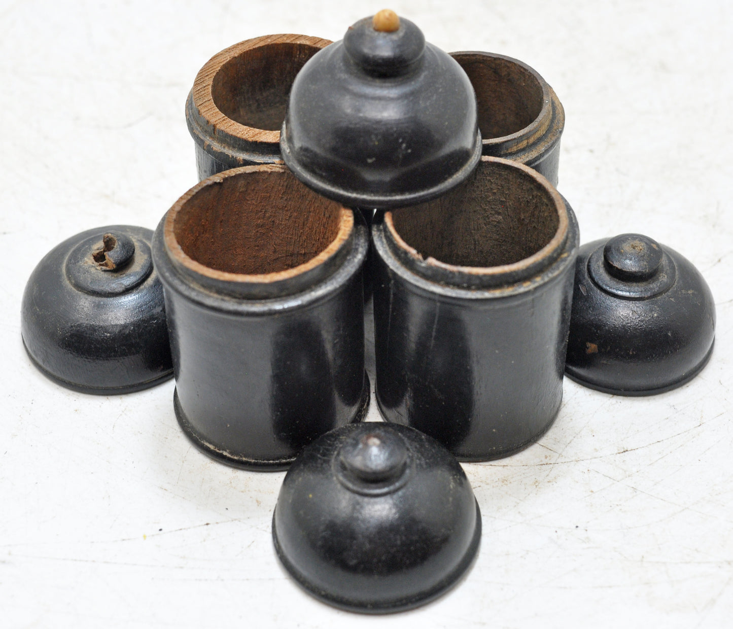 Lot of 4 Vintage Wooden Lacquer Painted Candy Box Original Old Handd Crafted