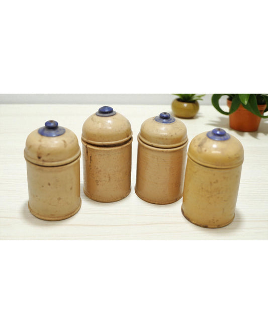 Lot of 4 Vintage Wooden Lacquer Painted Candy Box Original Old Handd Crafted