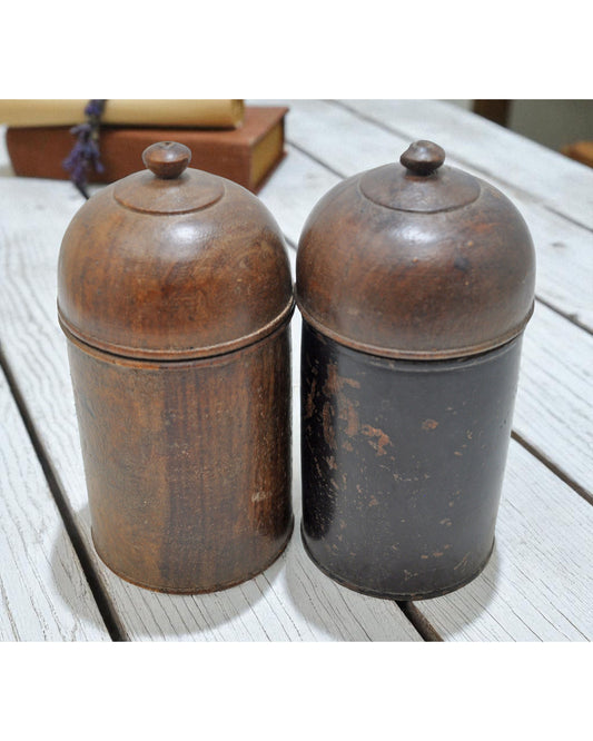 Lot of 2 Vintage Wooden Lacquer Painted Candy Box Original Old Handd Crafted