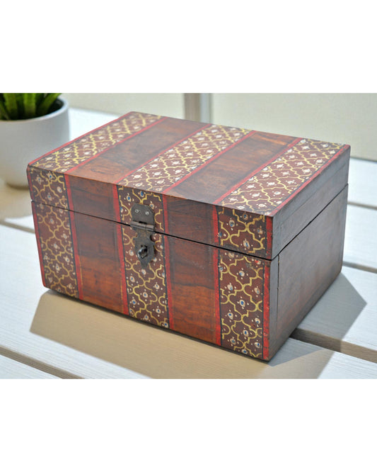 Vintage Wooden Painted Storage Box Original Old Hand Crafted