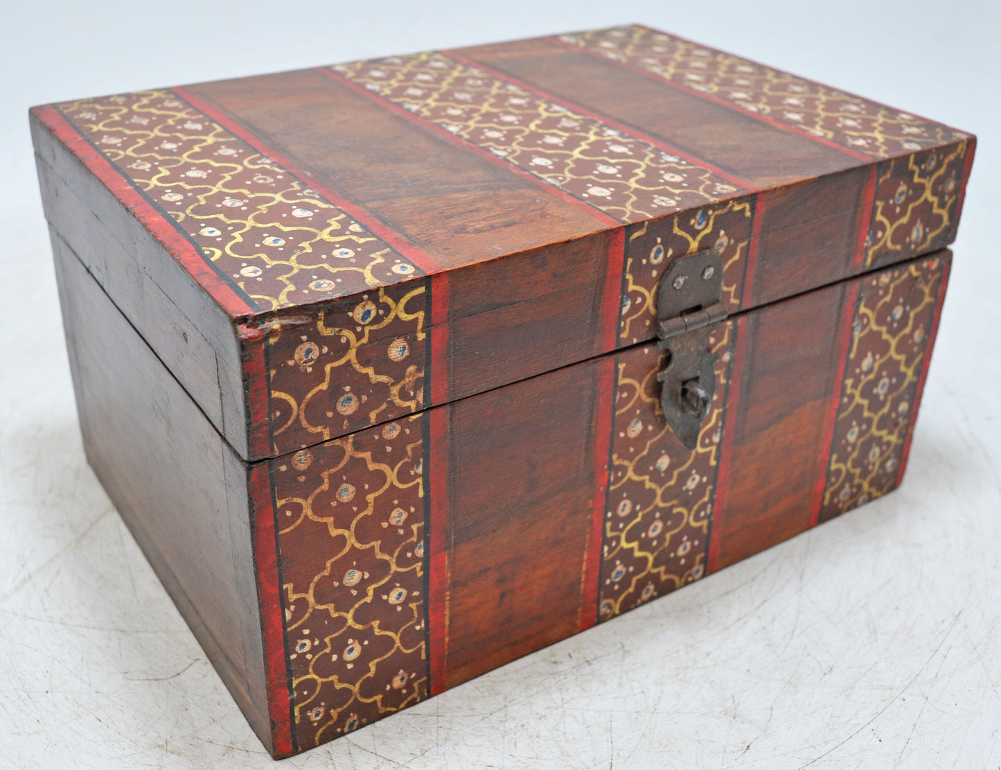 Vintage Wooden Painted Storage Box Original Old Hand Crafted