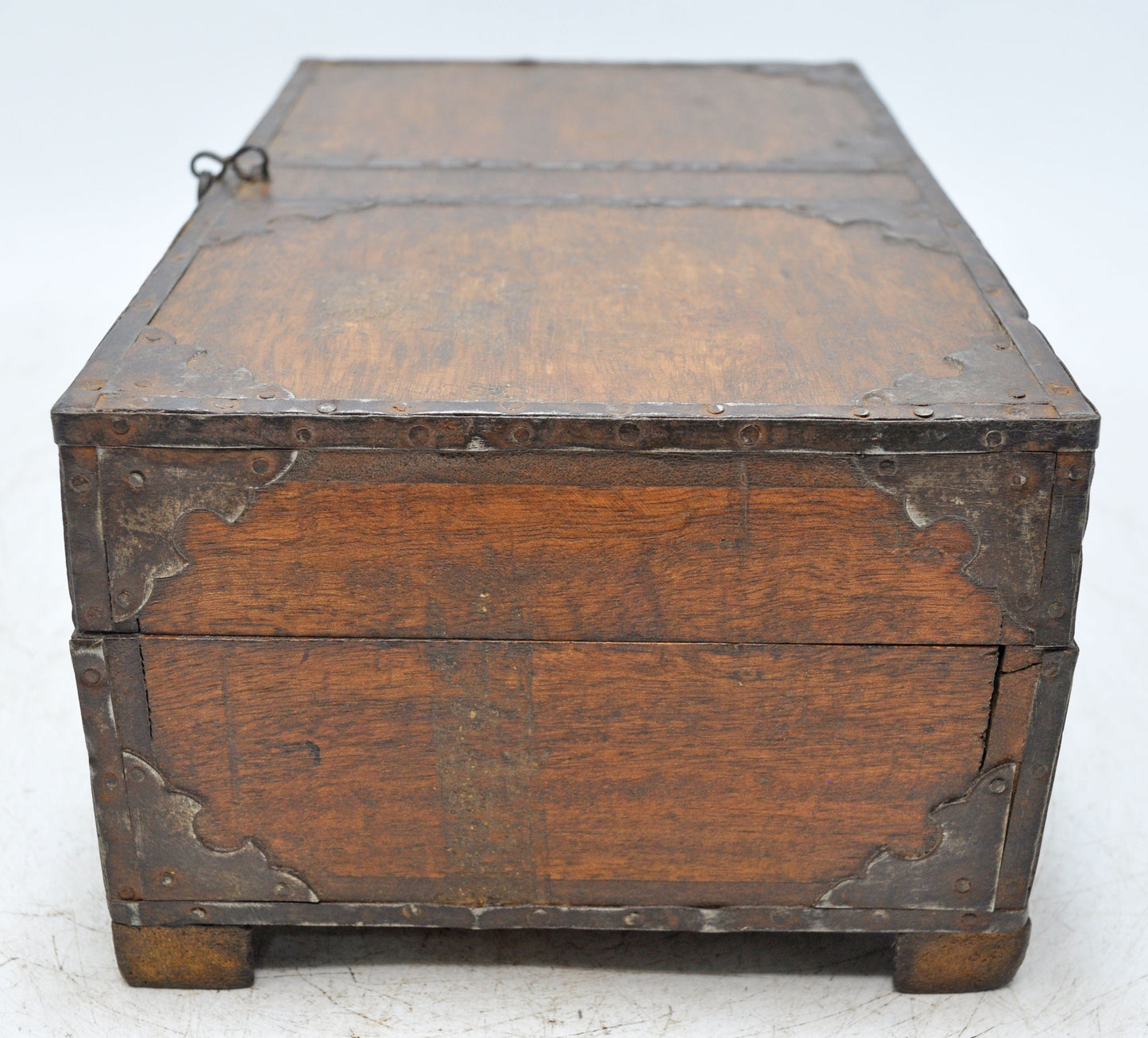 Vintage Wooden  Storage Box Original Old Hand Crafted Metal Fitted