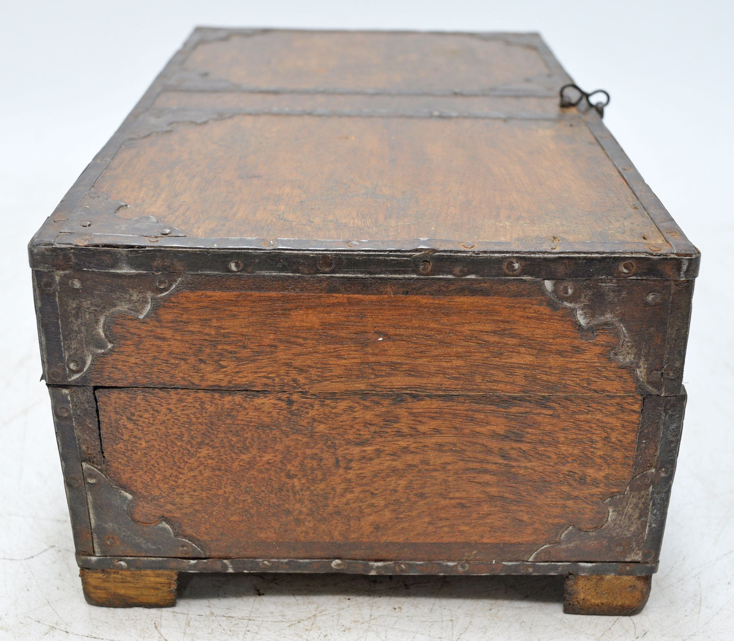 Vintage Wooden  Storage Box Original Old Hand Crafted Metal Fitted