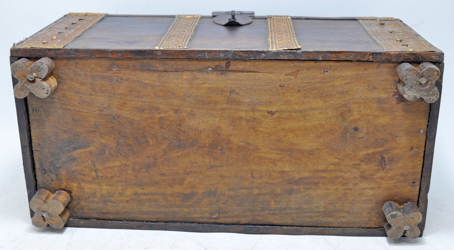Vintage Wooden Storage Chest Box Original Old Hand Crafted Brass Fitted
