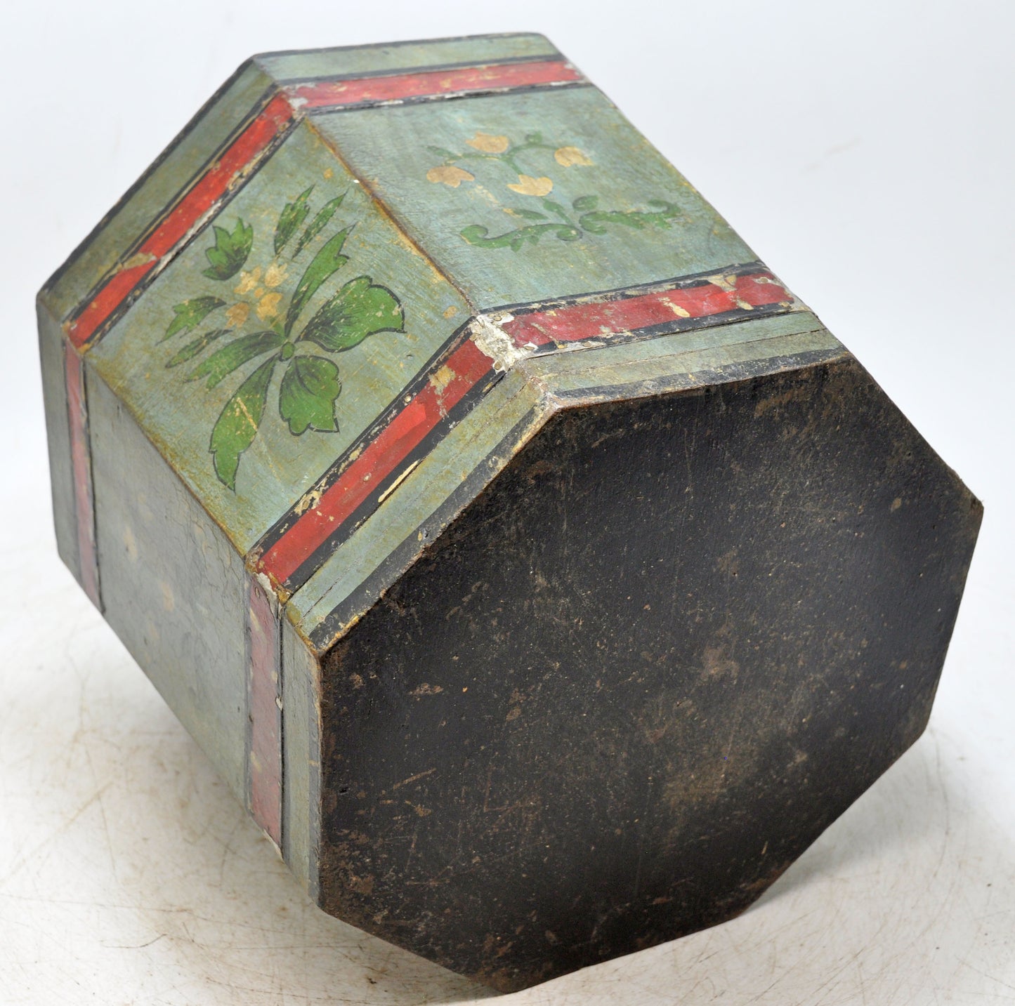 Vintage Wooden Small Planter Pot Original Old Hand Crafted Fine Painted