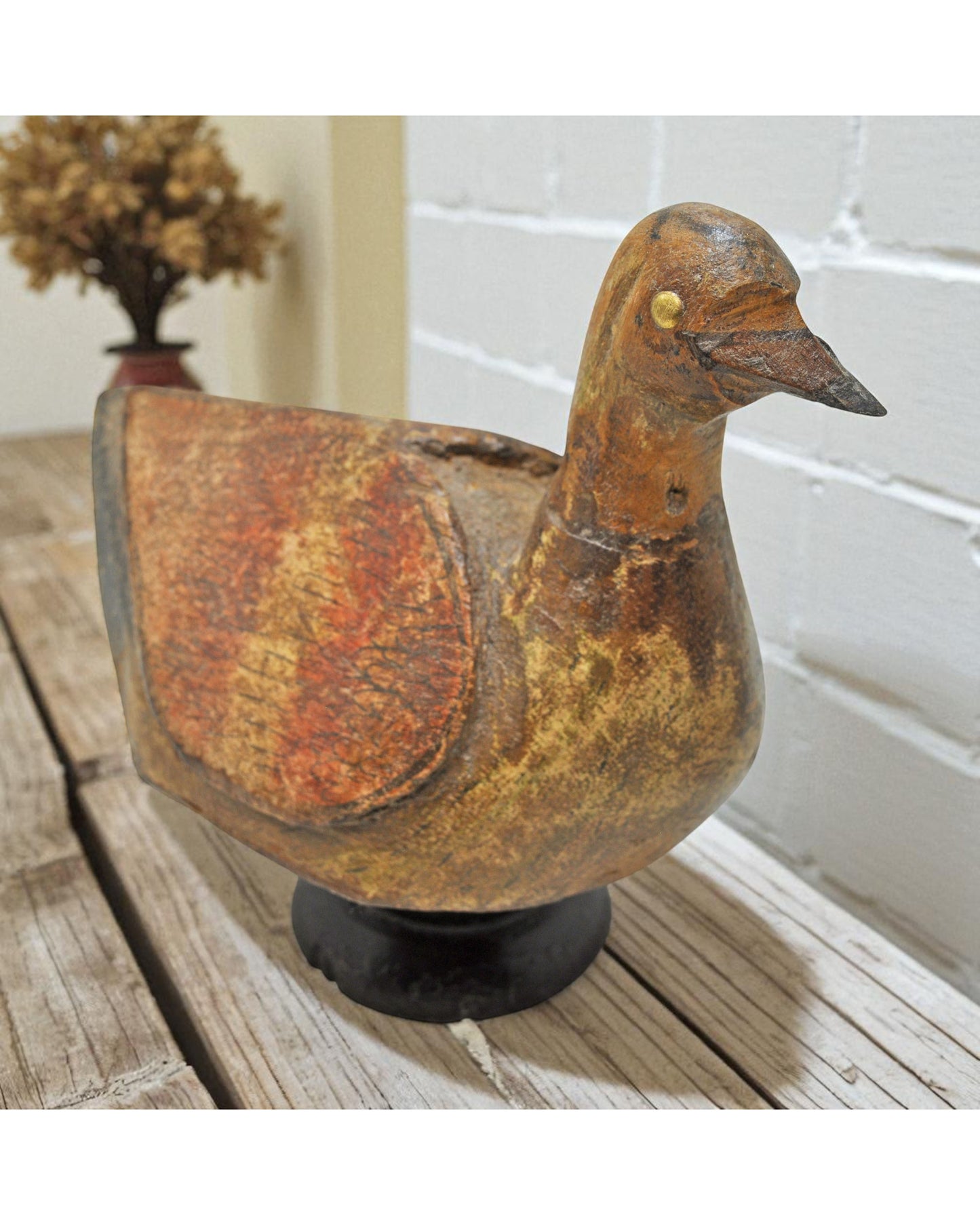 Vintage Wooden Bird Figurine Original Old Hand Carved