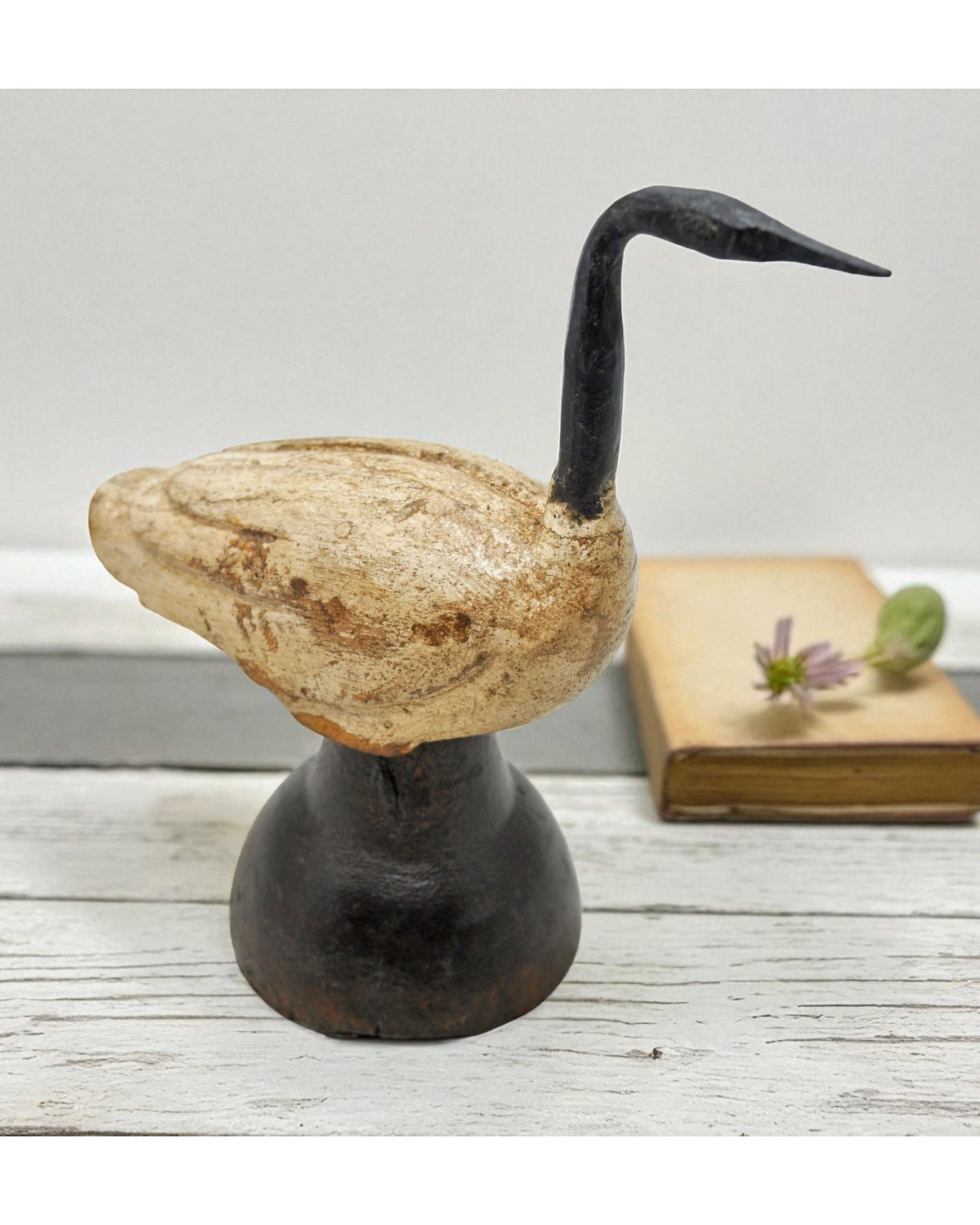 Vintage Wooden Bird Figurine Original Old Hand Carved