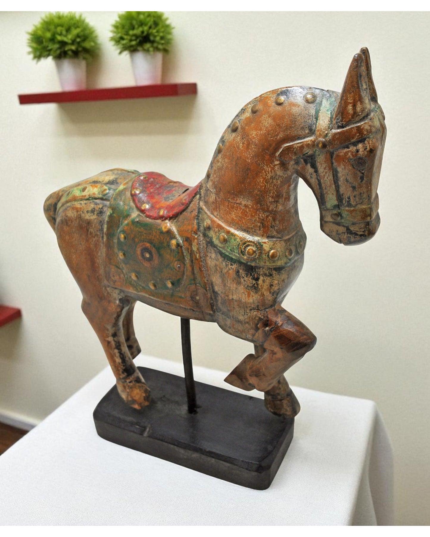 Vintage Wooden Horse Figurine Original Old Hand Carved