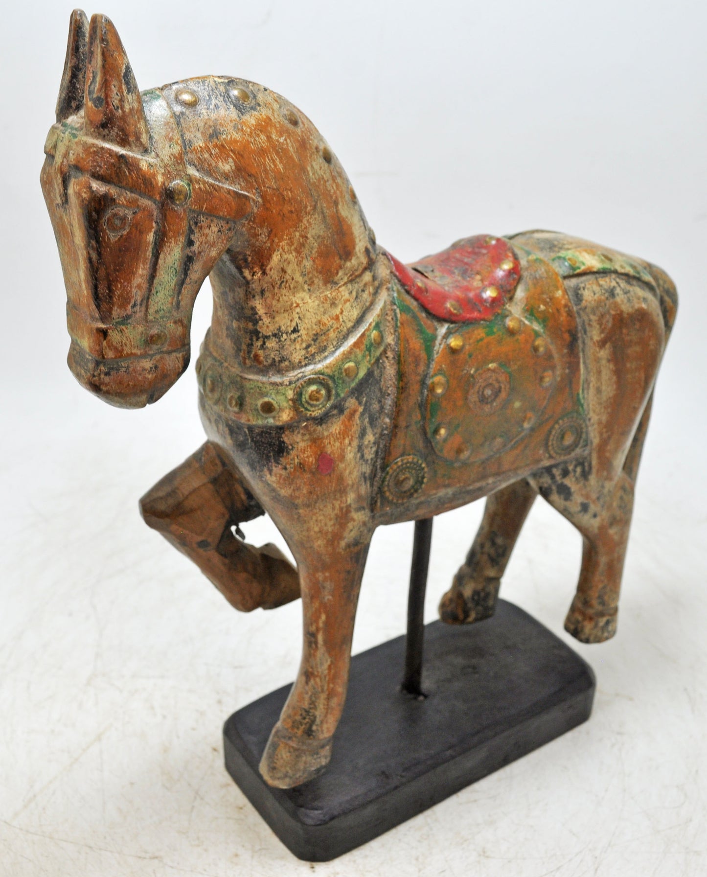 Vintage Wooden Horse Figurine Original Old Hand Carved