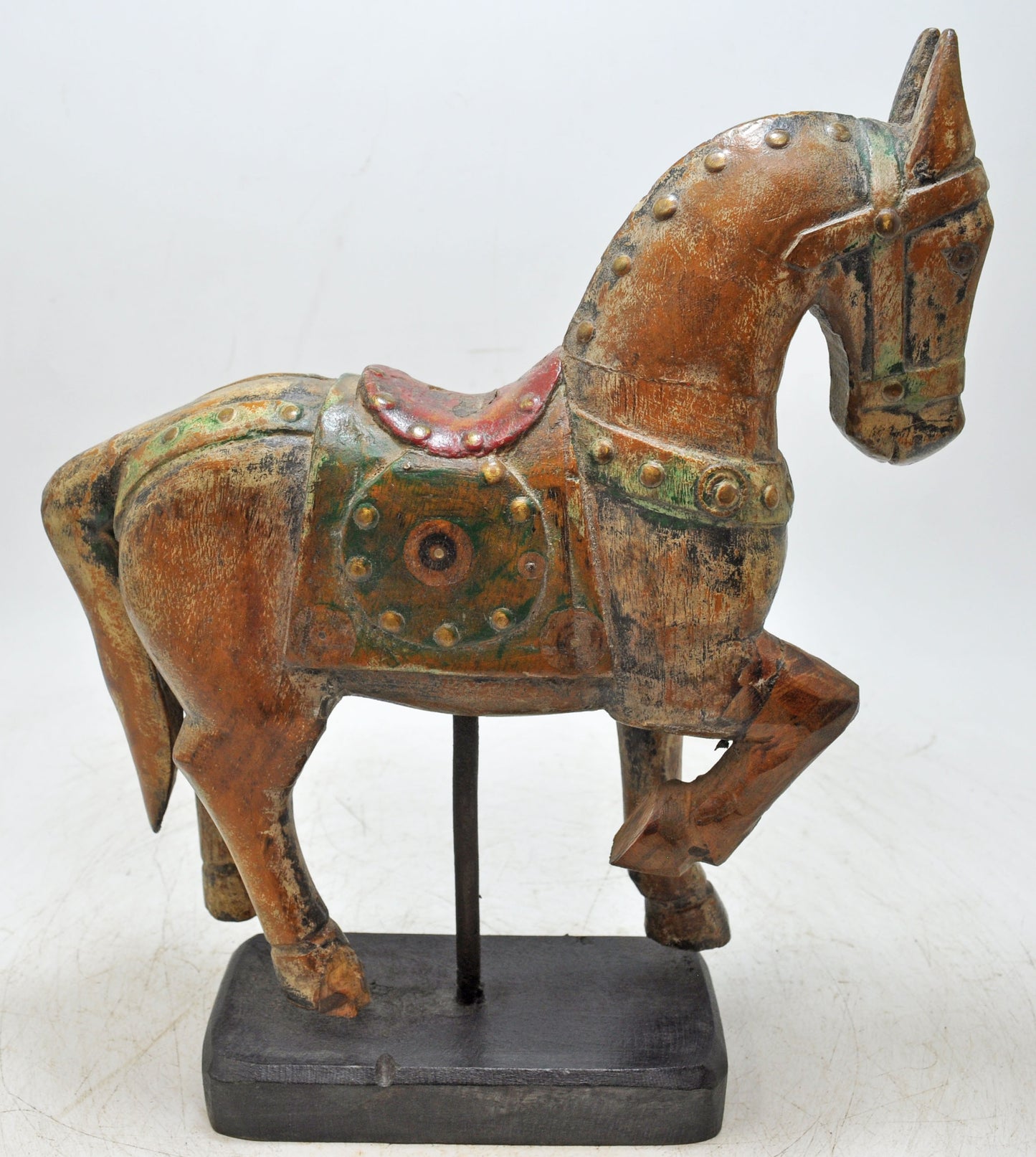 Vintage Wooden Horse Figurine Original Old Hand Carved