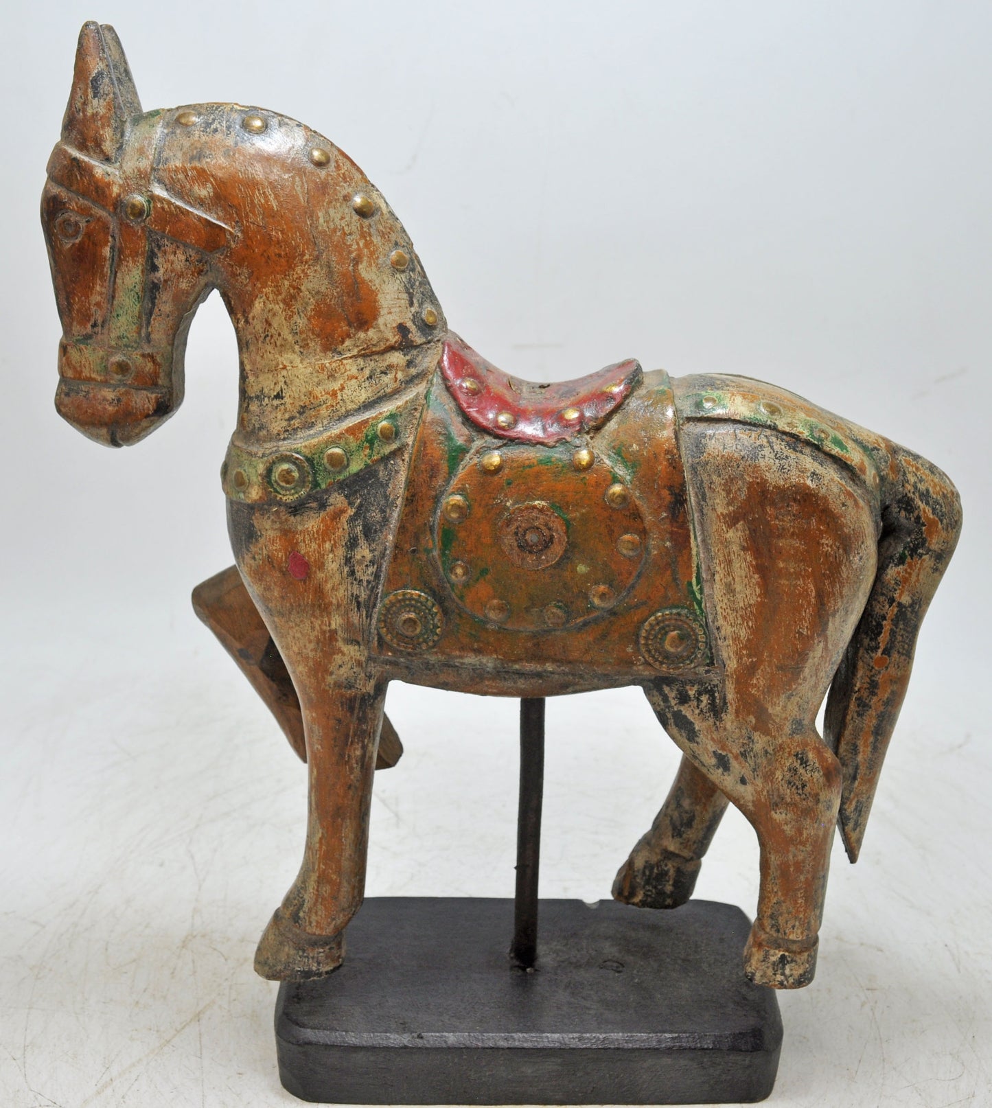 Vintage Wooden Horse Figurine Original Old Hand Carved