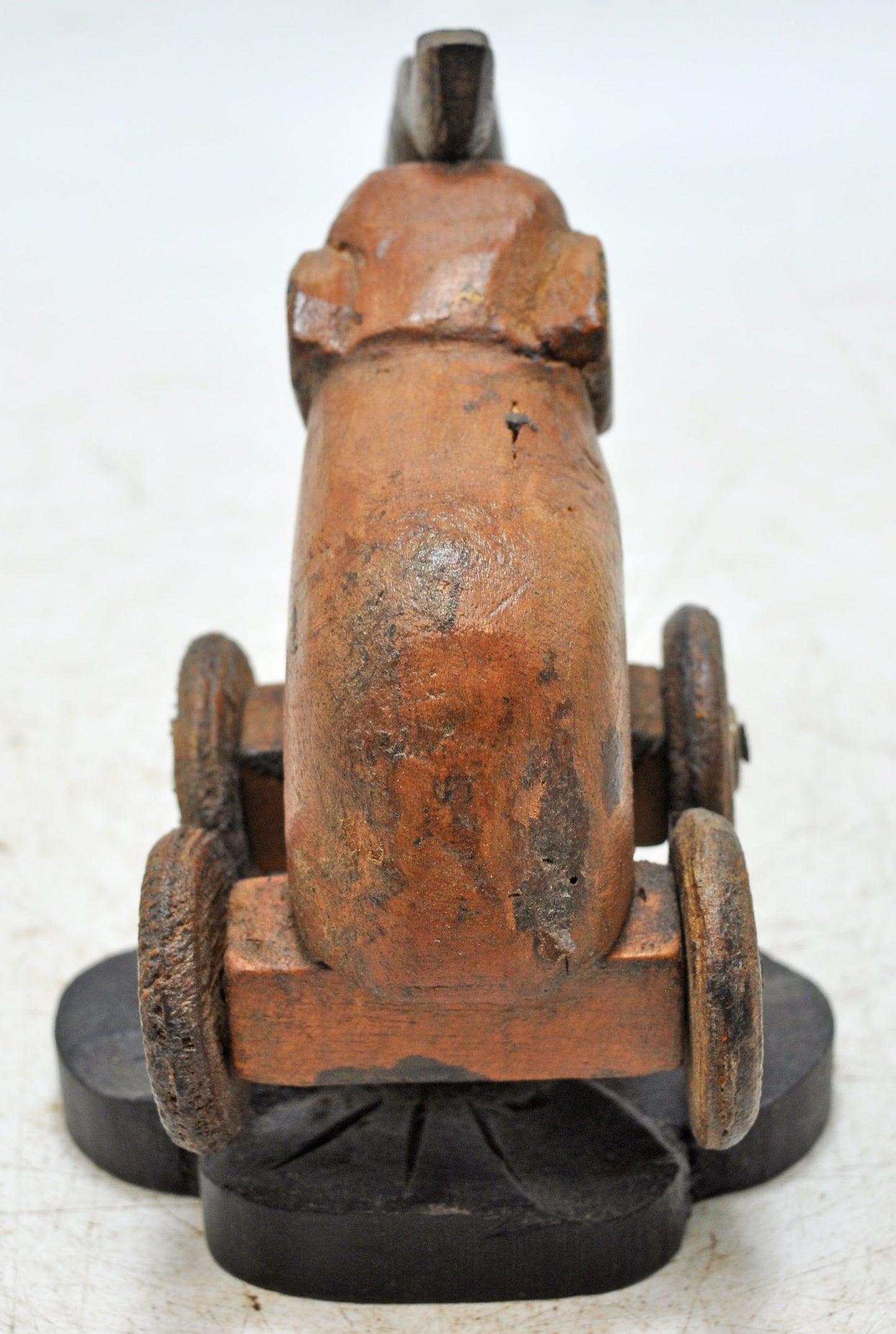 Vintage Wooden Small Elephant on Wheels Figurine Original Old Hand Carved