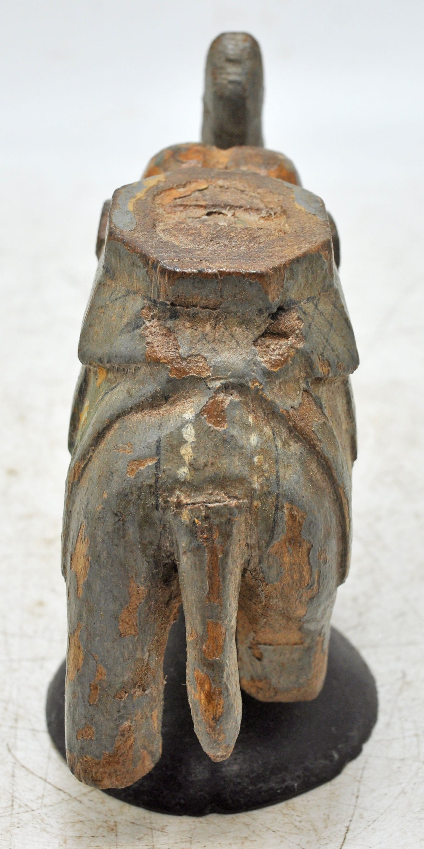 Vintage Wooden Elephant Figurine Original Old Hand Carved