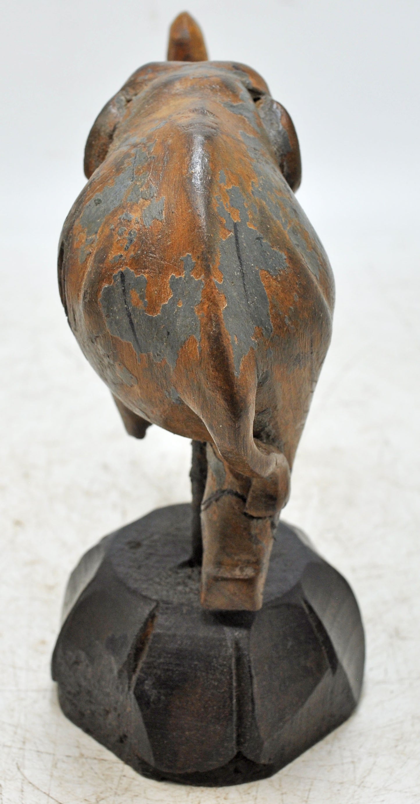 Vintage Wooden Elephant Figurine Original Old Hand Carved