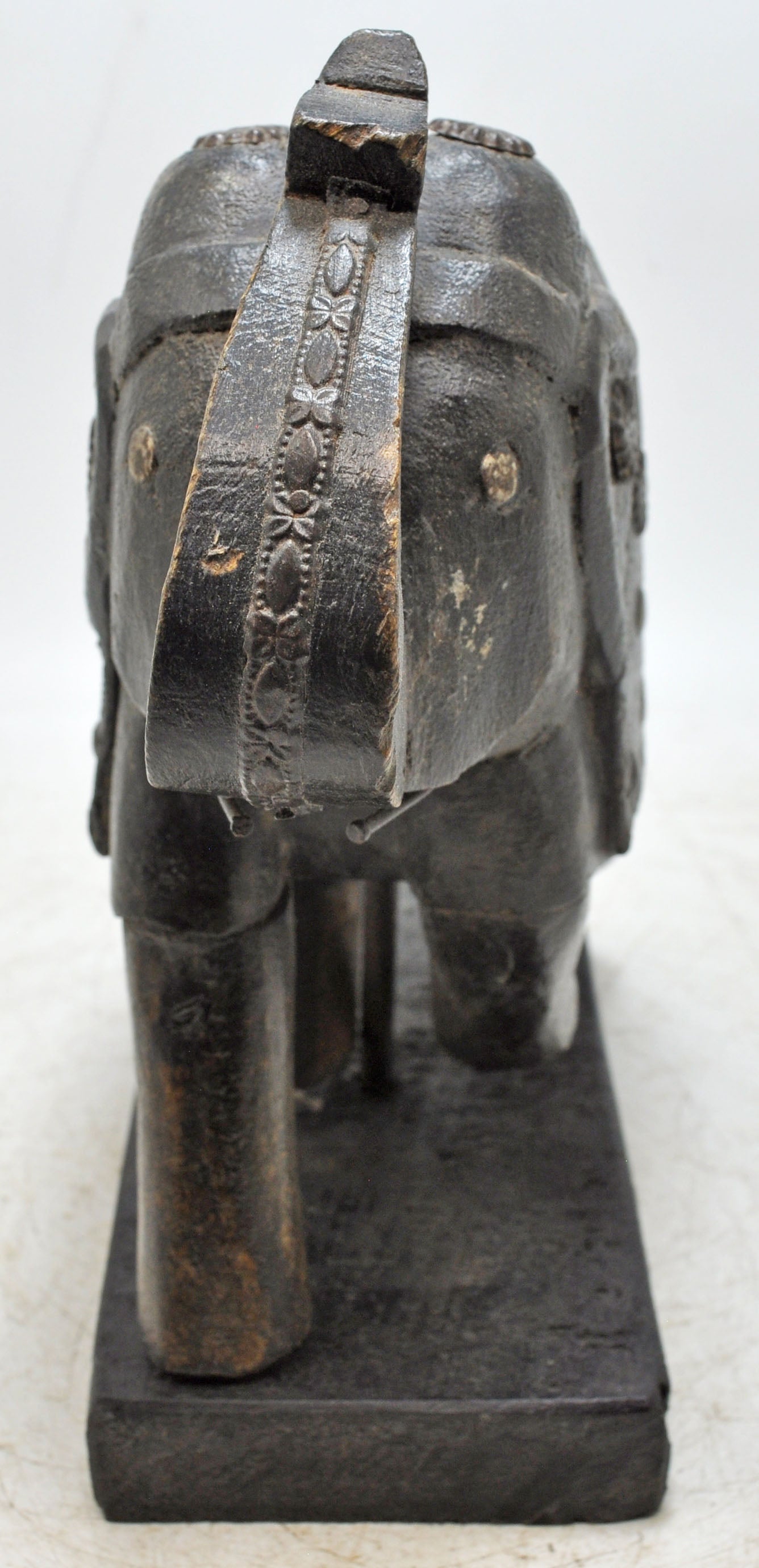 Vintage Wooden Elephant Figurine Original Old Hand Carved