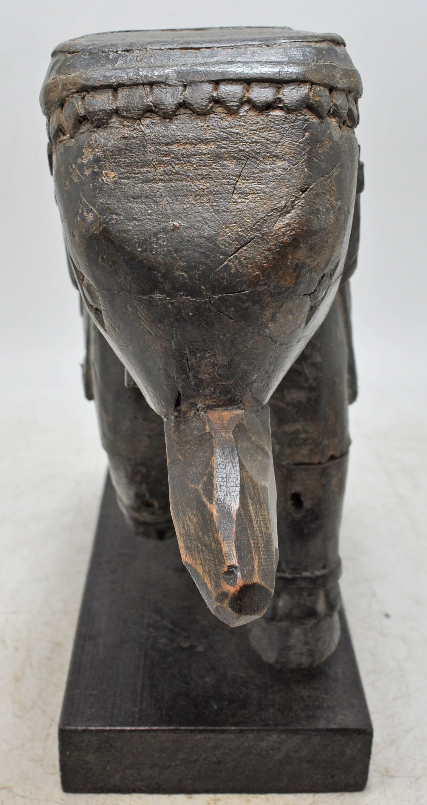 Vintage Wooden Elephant Figurine Original Old Hand Carved