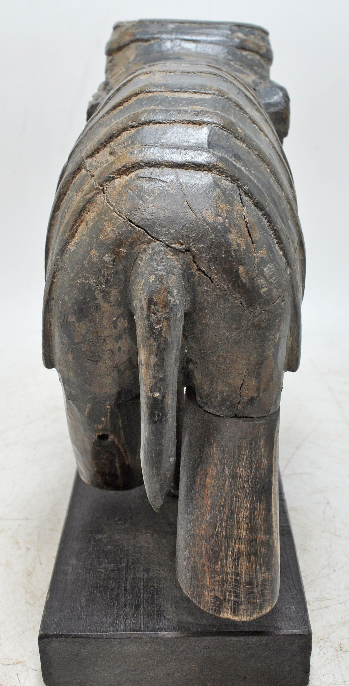 Vintage Wooden Elephant Figurine Original Old Hand Carved