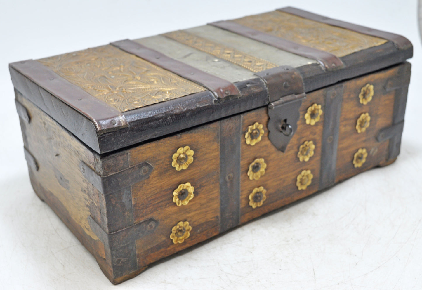 Vintage Wooden Storage Chest Box Original Old Hand Crafted Metal Fitted