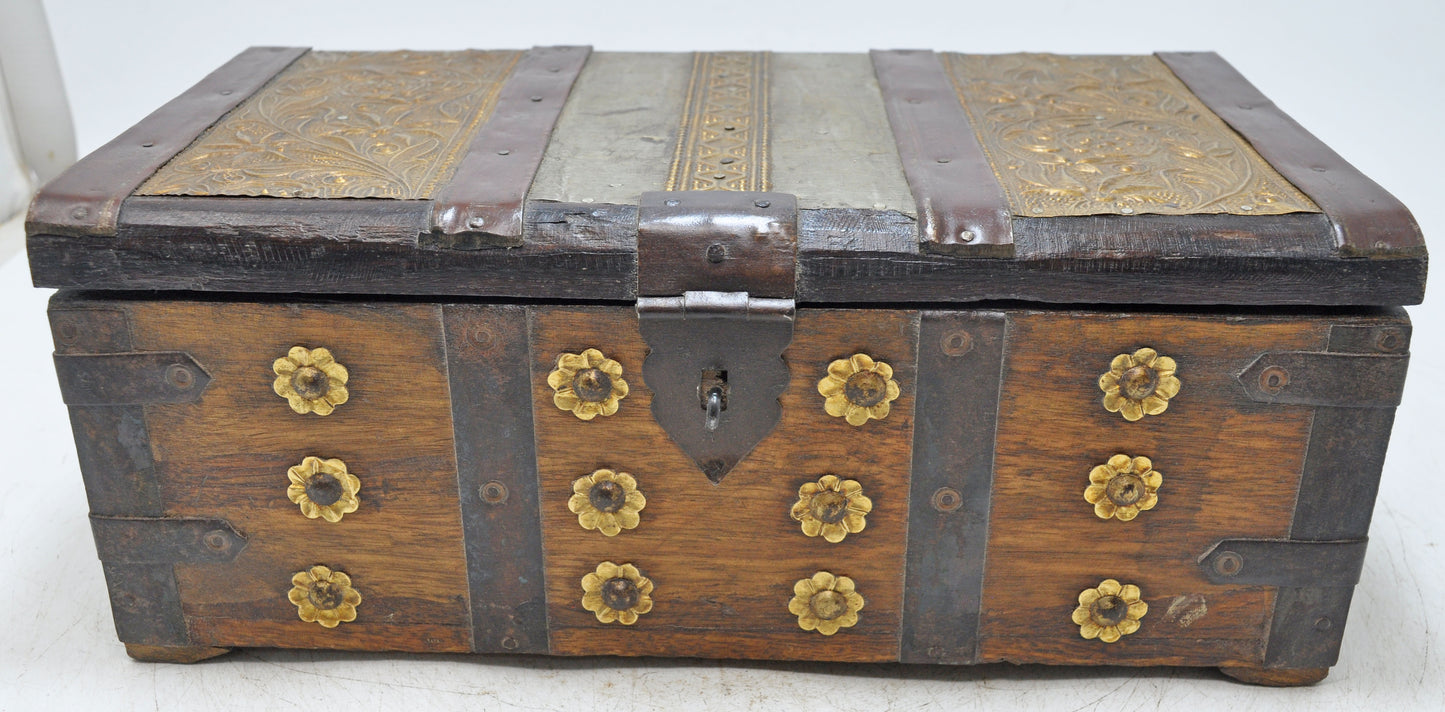 Vintage Wooden Storage Chest Box Original Old Hand Crafted Metal Fitted