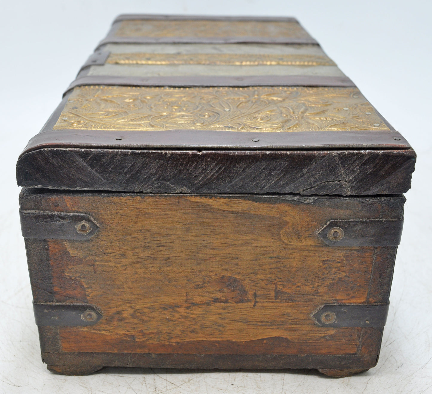 Vintage Wooden Storage Chest Box Original Old Hand Crafted Metal Fitted