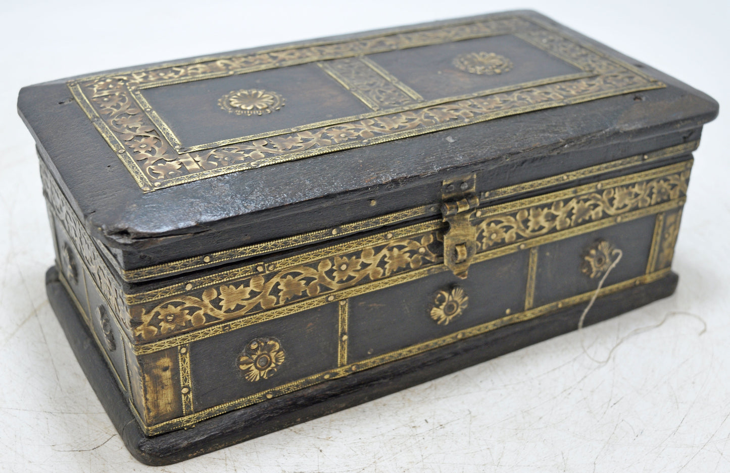 Vintage Wooden Storage Chest Box Original Old Hand Crafted Brass Fitted