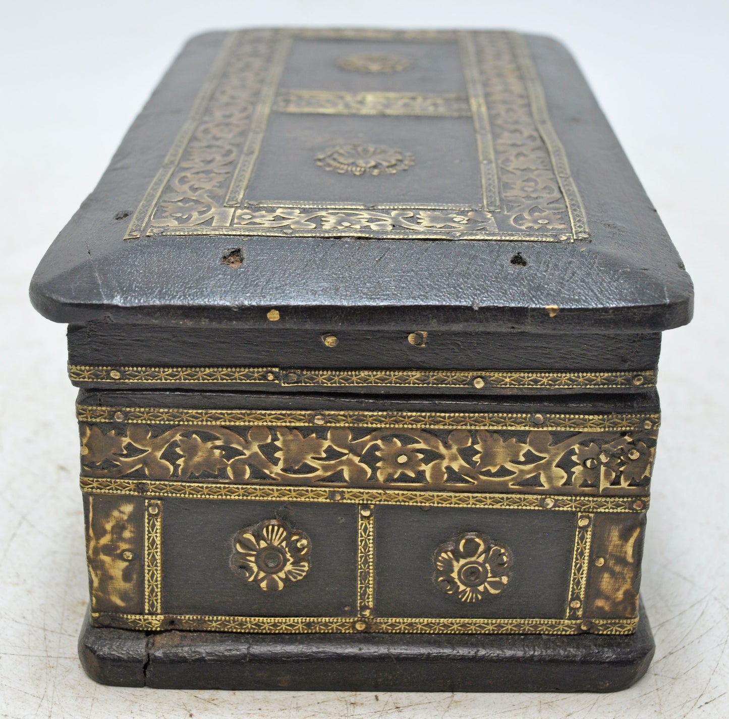 Vintage Wooden Storage Chest Box Original Old Hand Crafted Brass Fitted