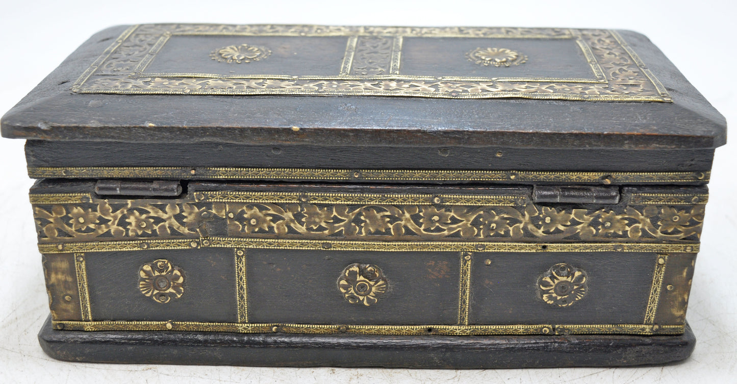 Vintage Wooden Storage Chest Box Original Old Hand Crafted Brass Fitted