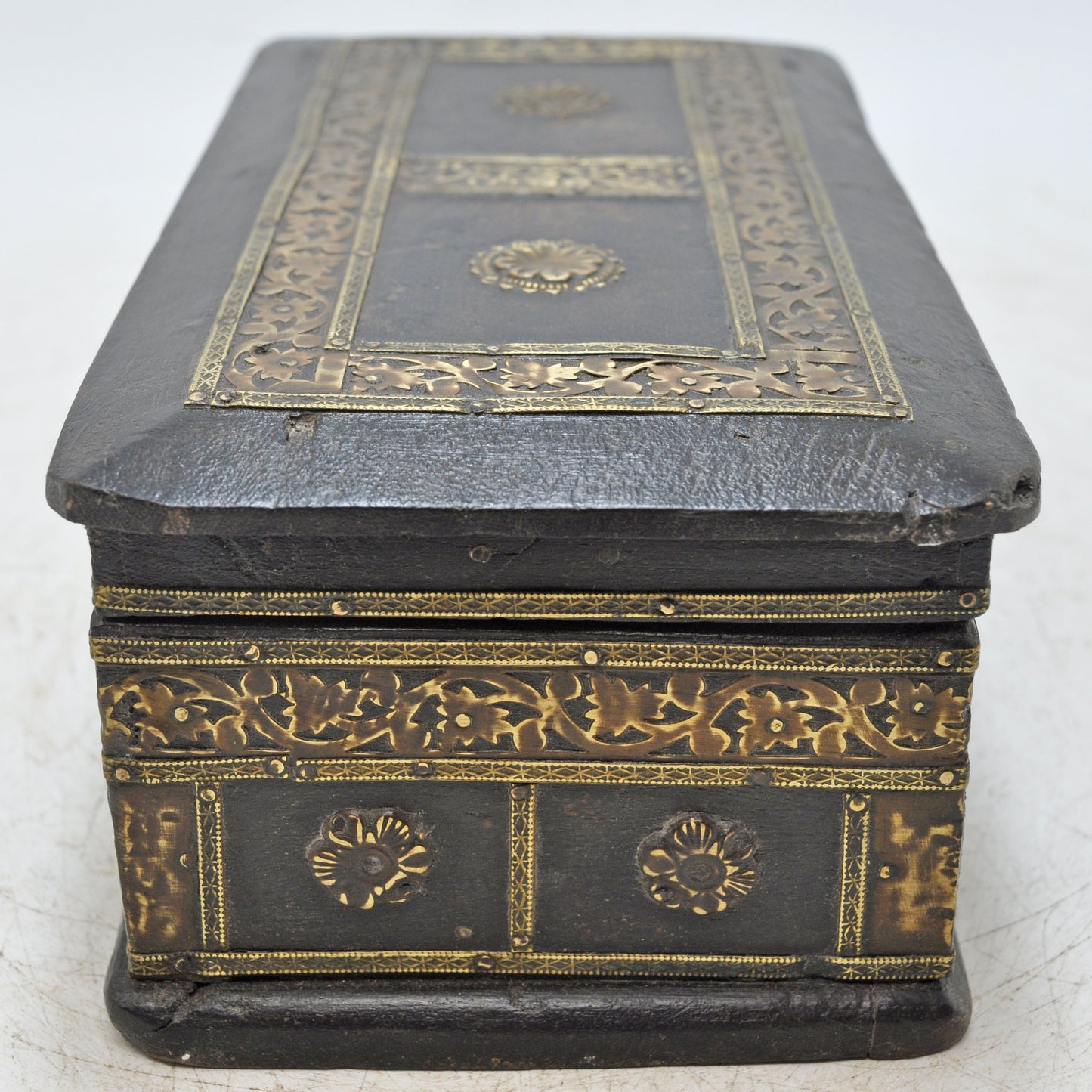 Vintage Wooden Storage Chest Box Original Old Hand Crafted Brass Fitted