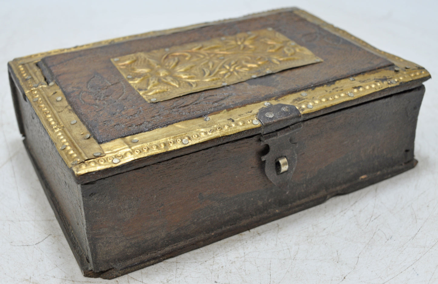 Vintage Wooden Storage Chest Box Original Old Hand Crafted Brass Fitted