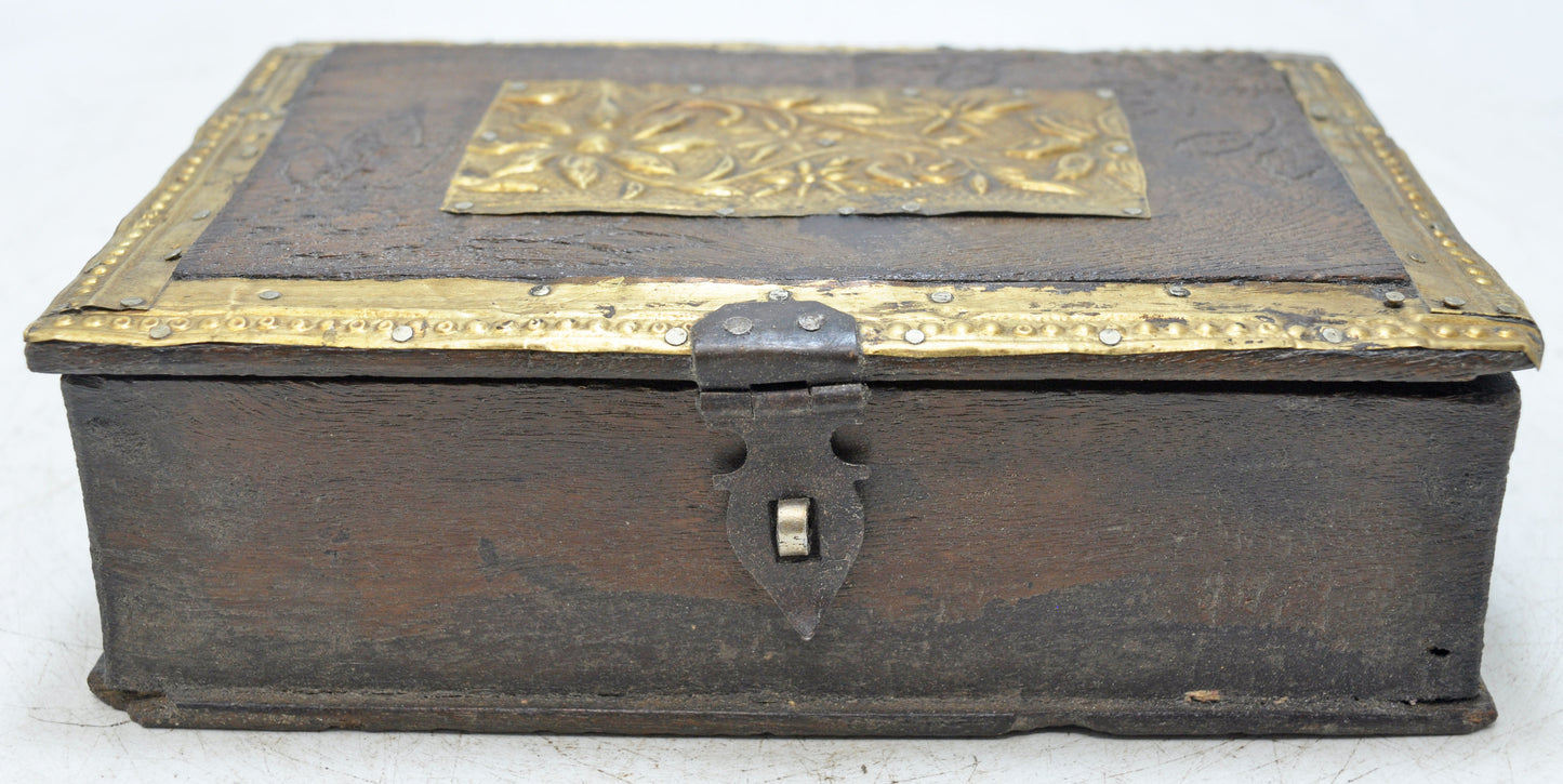 Vintage Wooden Storage Chest Box Original Old Hand Crafted Brass Fitted