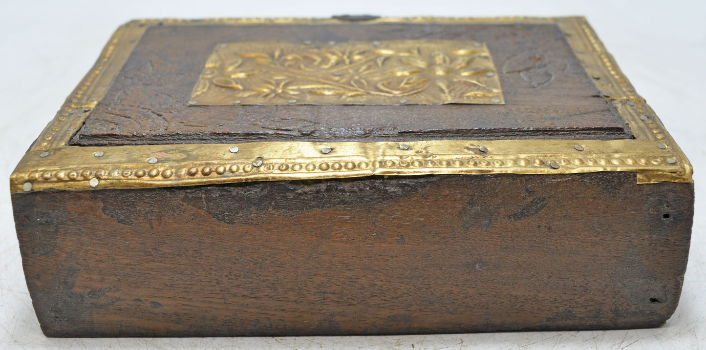 Vintage Wooden Storage Chest Box Original Old Hand Crafted Brass Fitted