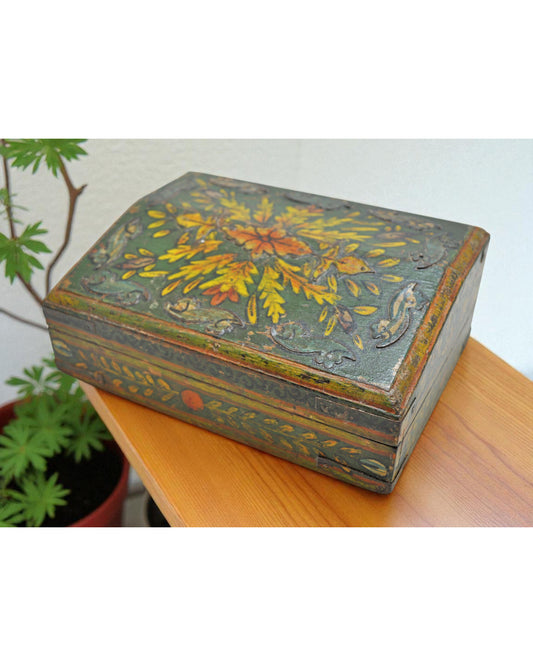 Vintage Wooden Small Storage Box Original Old Hand Crafted Fine Painted