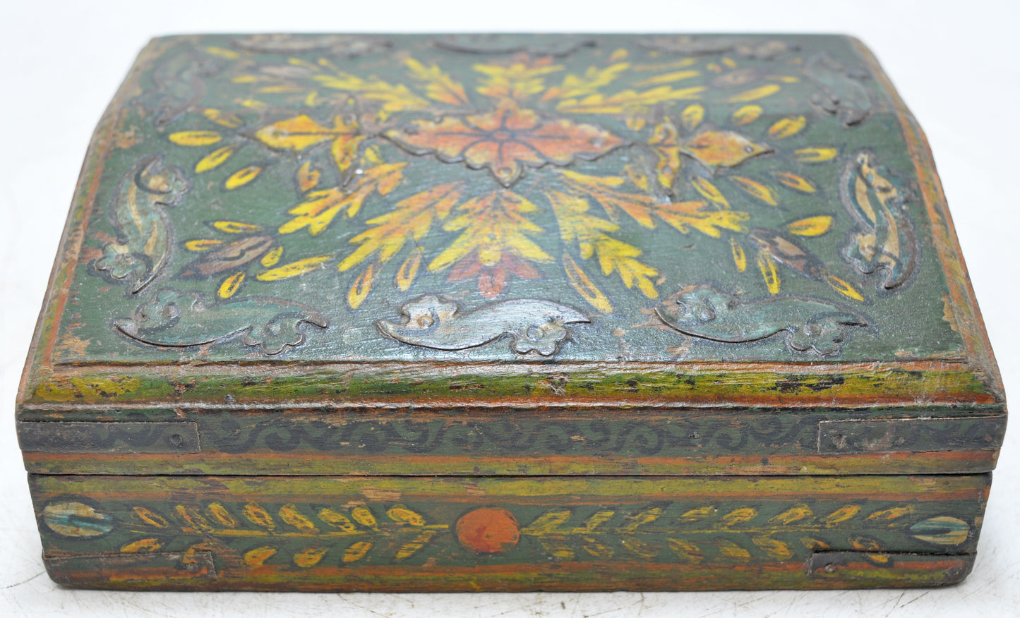 Vintage Wooden Small Storage Box Original Old Hand Crafted Fine Painted