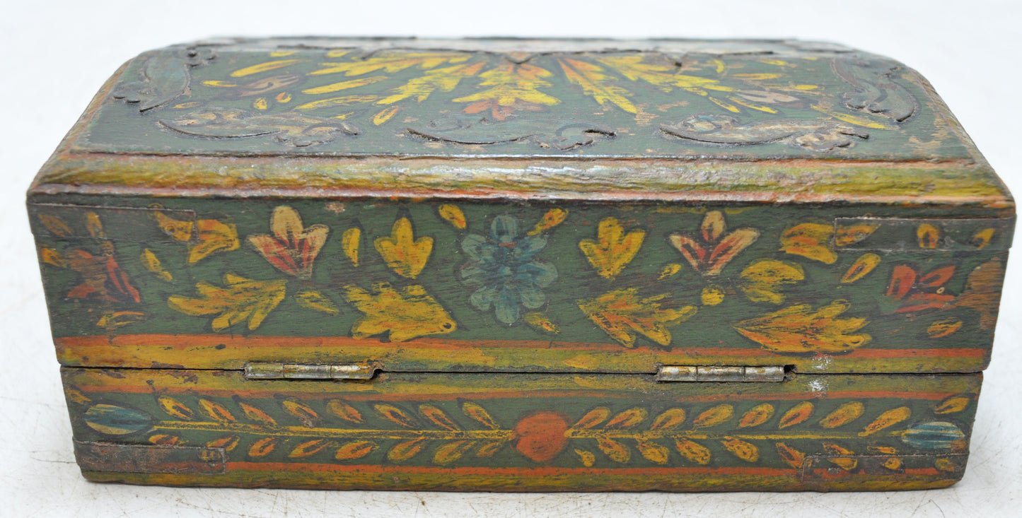 Vintage Wooden Small Storage Box Original Old Hand Crafted Fine Painted