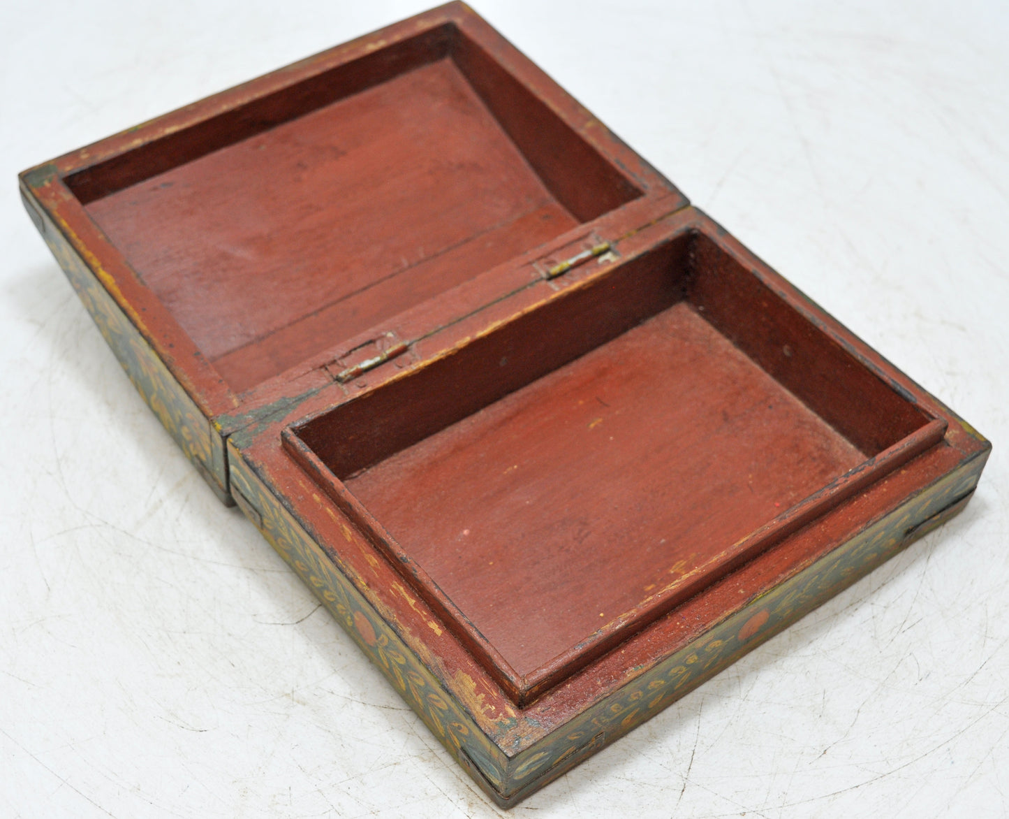 Vintage Wooden Small Storage Box Original Old Hand Crafted Fine Painted