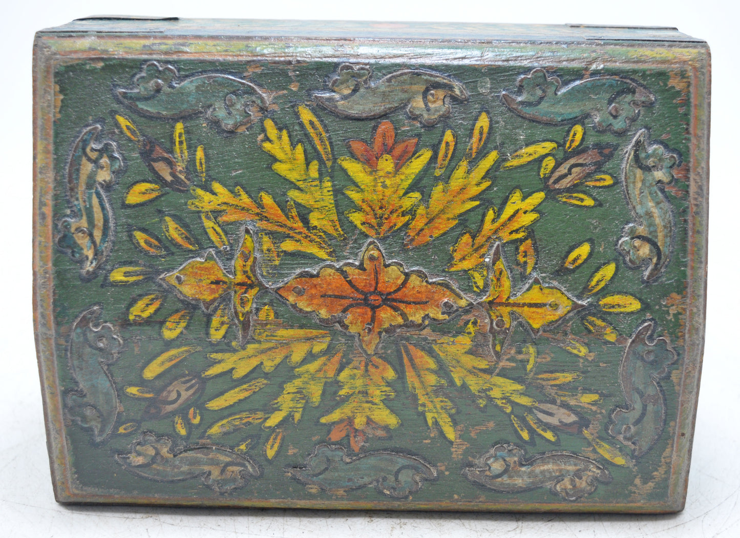 Vintage Wooden Small Storage Box Original Old Hand Crafted Fine Painted