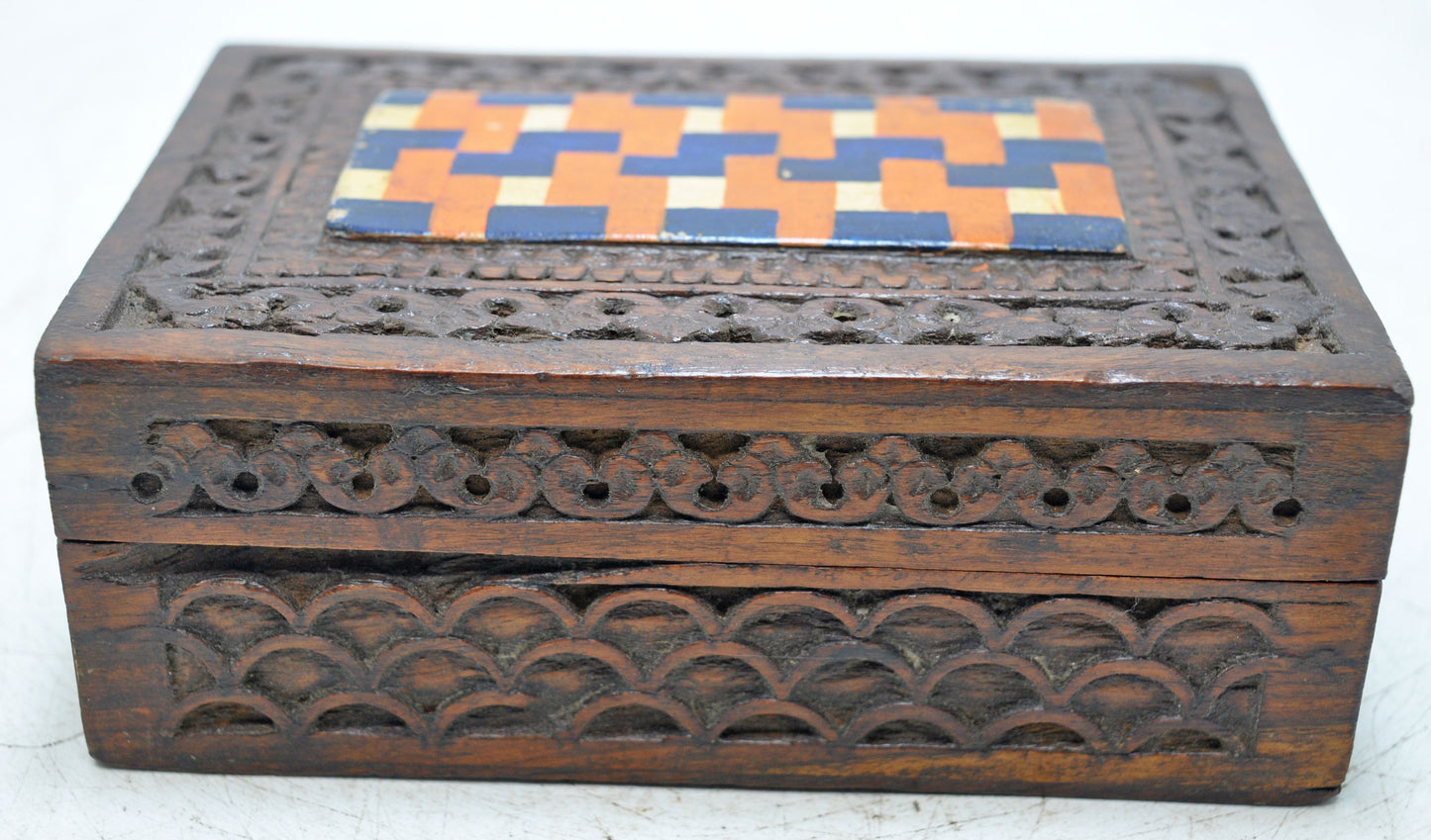 Vintage Wooden Small Storage Box Original Old Hand Crafted Carved