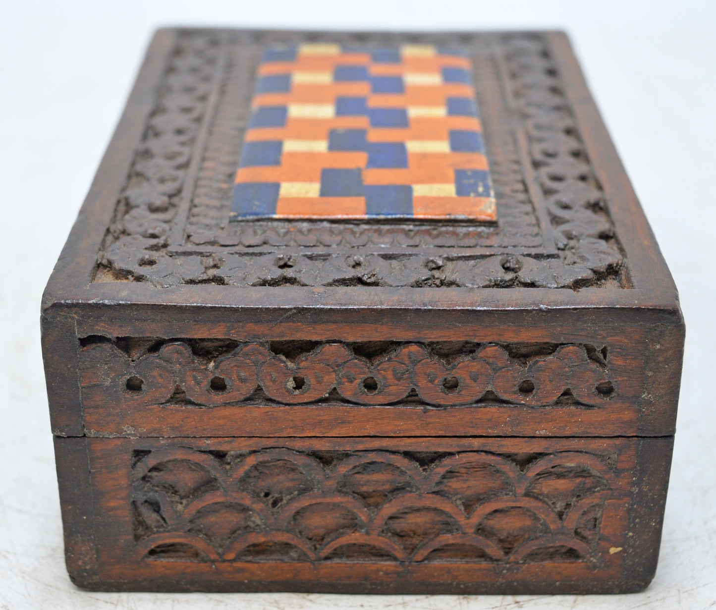 Vintage Wooden Small Storage Box Original Old Hand Crafted Carved