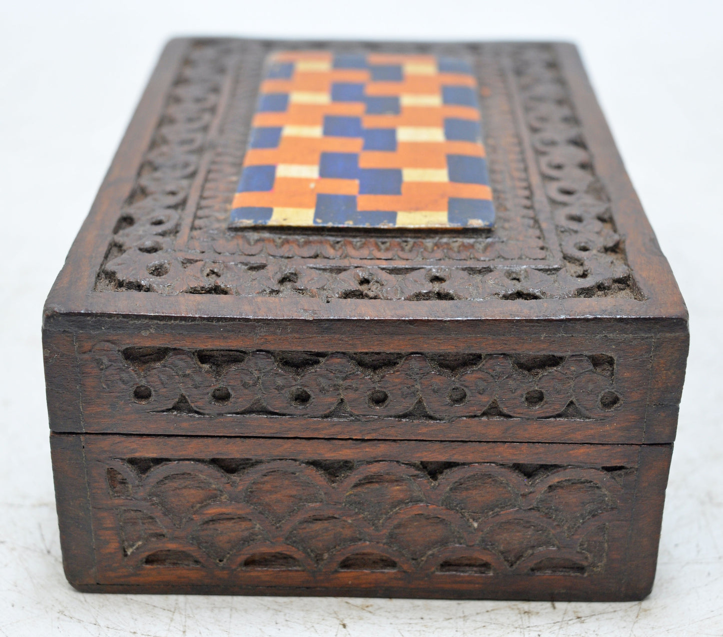 Vintage Wooden Small Storage Box Original Old Hand Crafted Carved