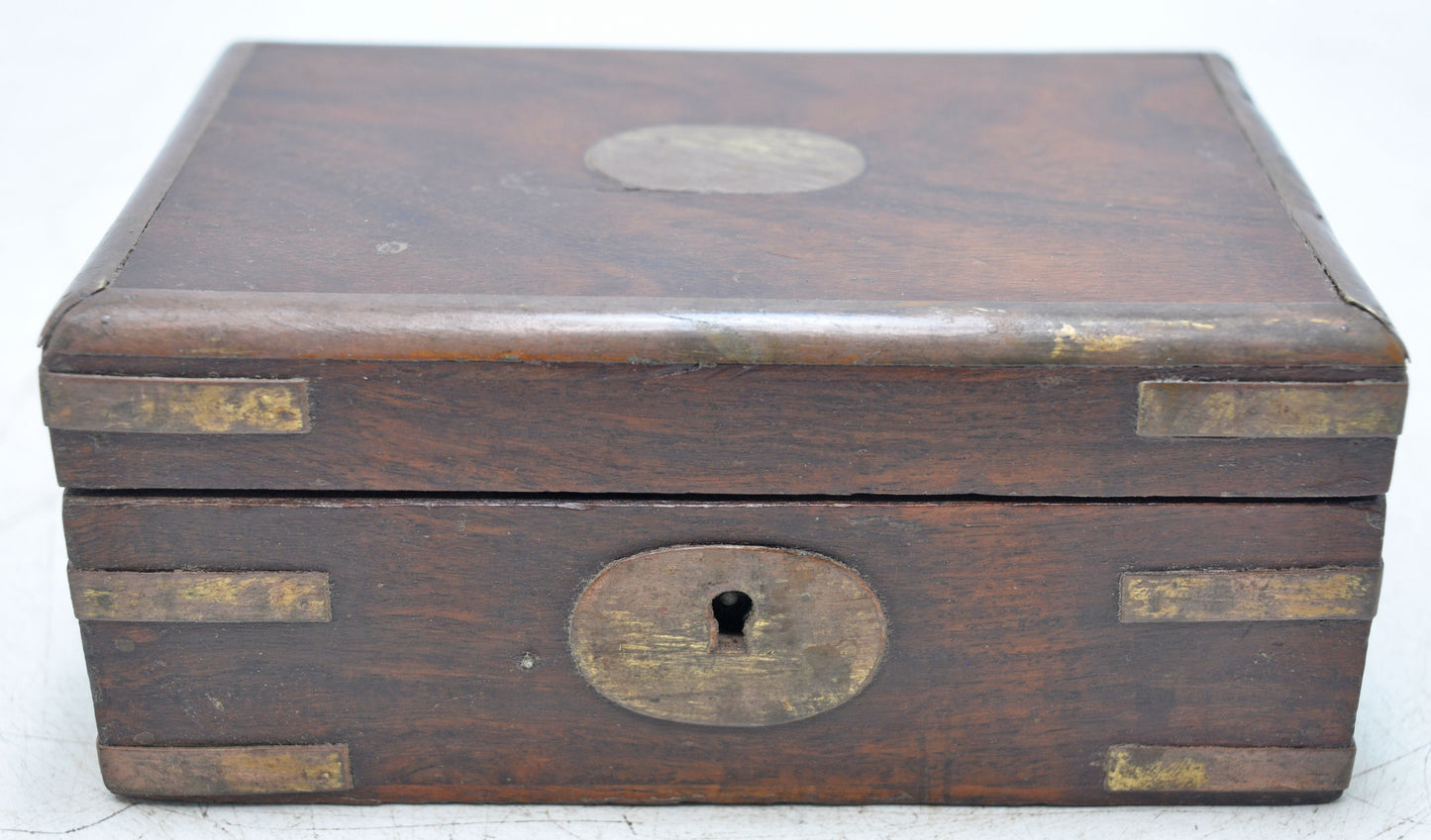 Vintage Wooden Small Storage Box Original Old Hand Crafted Brass Fitted