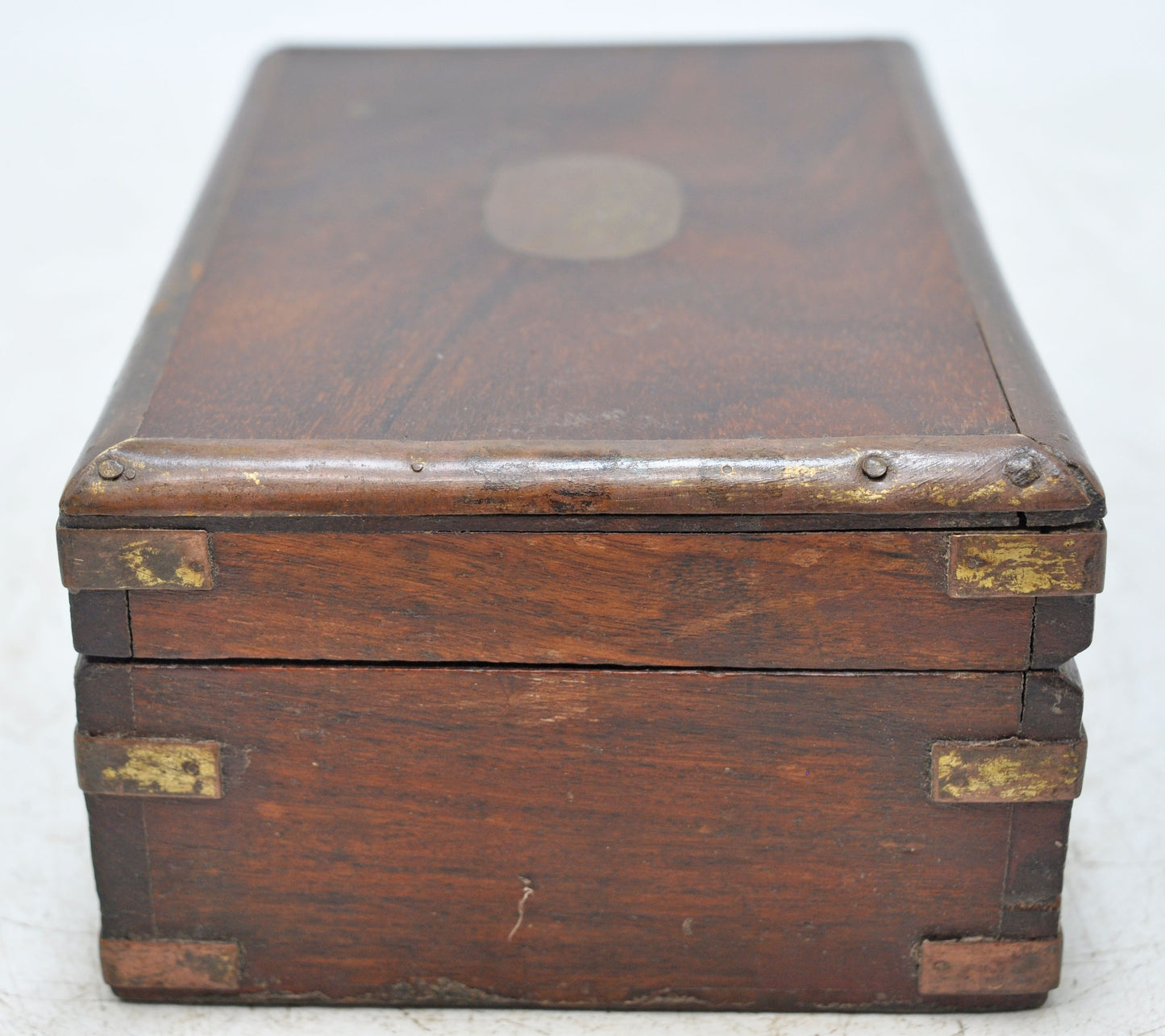 Vintage Wooden Small Storage Box Original Old Hand Crafted Brass Fitted