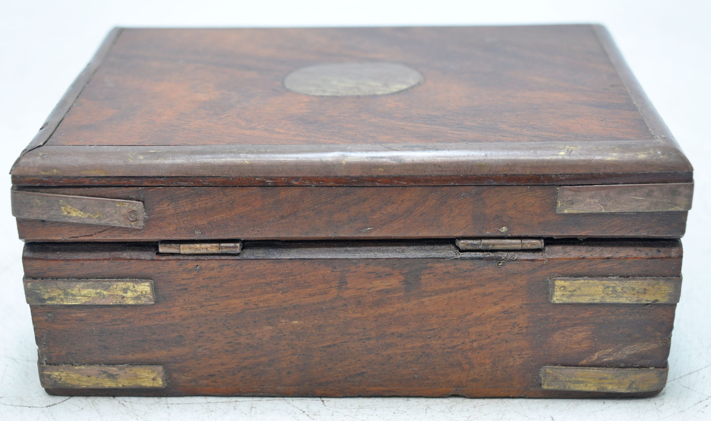 Vintage Wooden Small Storage Box Original Old Hand Crafted Brass Fitted