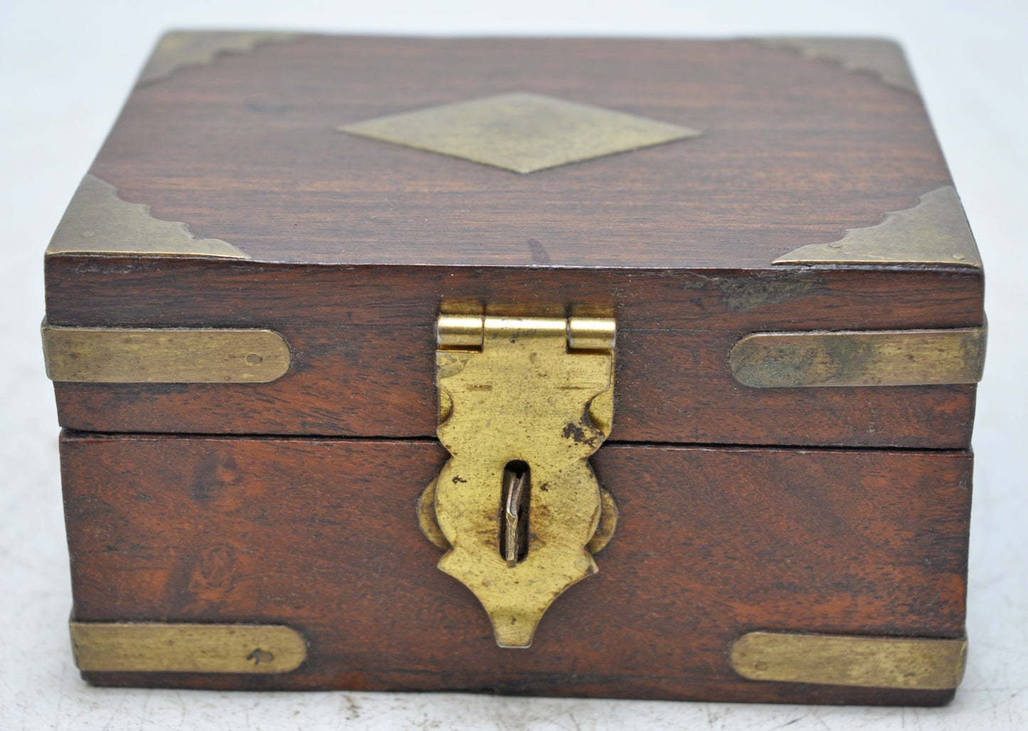 Vintage Wooden Small Storage Box Original Old Hand Crafted Brass Fitted