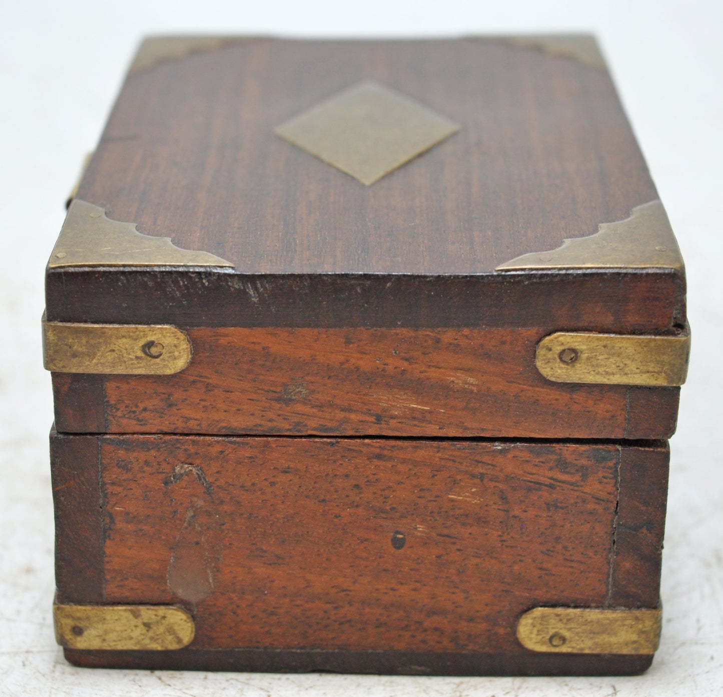Vintage Wooden Small Storage Box Original Old Hand Crafted Brass Fitted