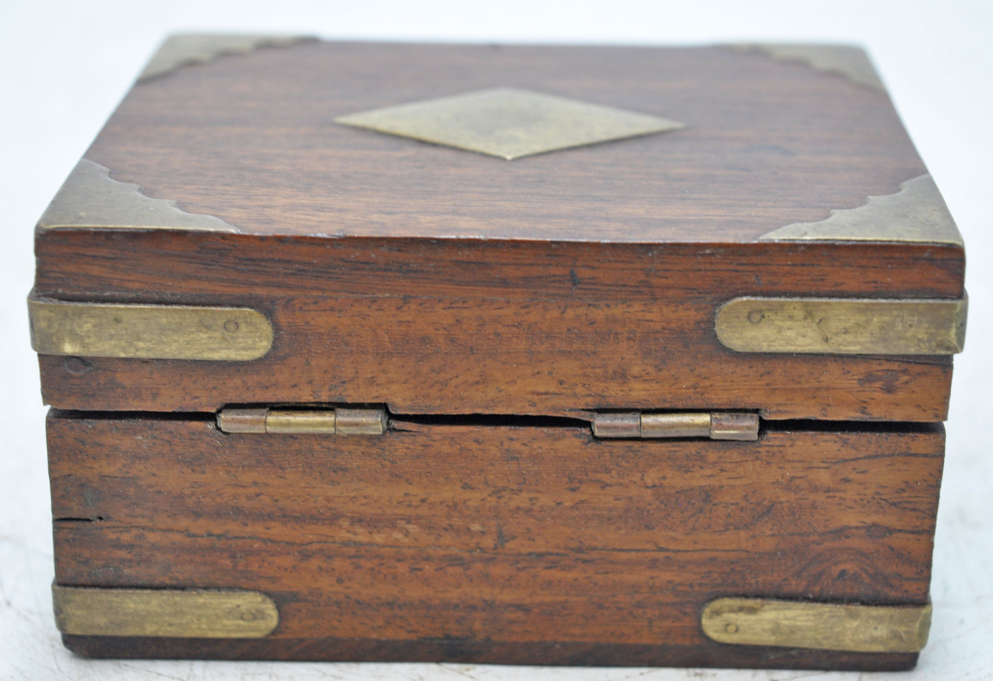 Vintage Wooden Small Storage Box Original Old Hand Crafted Brass Fitted