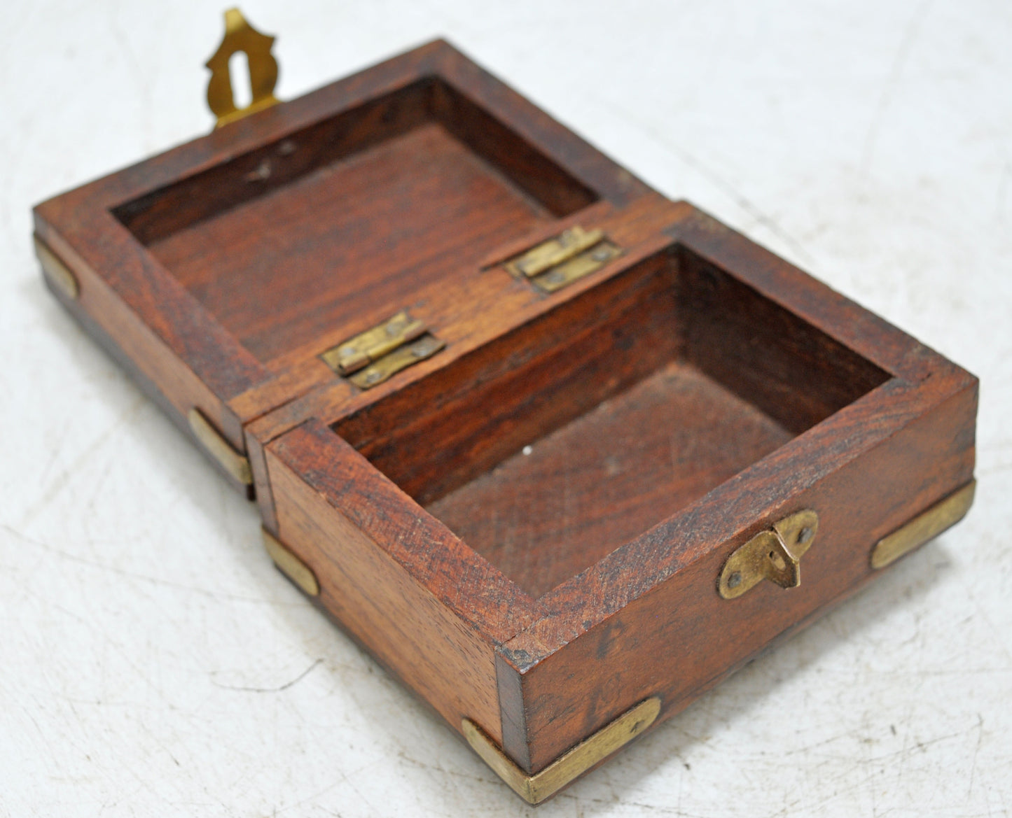 Vintage Wooden Small Storage Box Original Old Hand Crafted Brass Fitted
