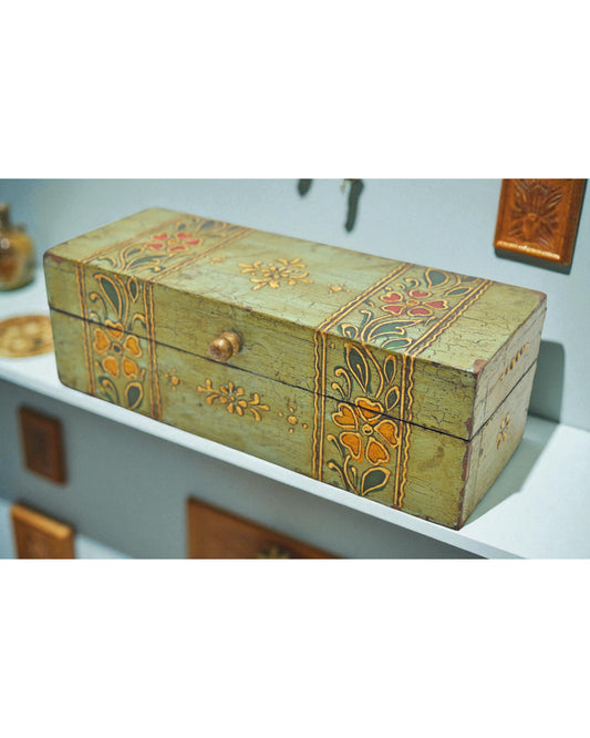 Vintage Wooden Pencil Stationary Box Original Old Hand Crafted Painted