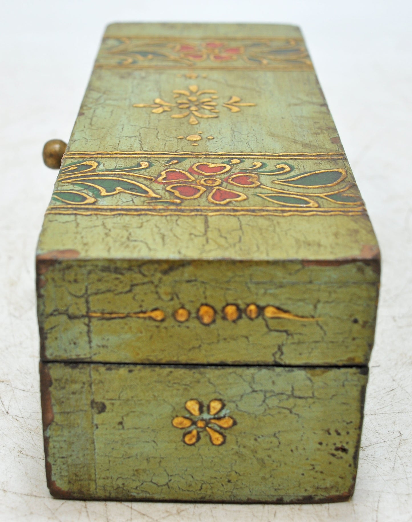 Vintage Wooden Pencil Stationary Box Original Old Hand Crafted Painted