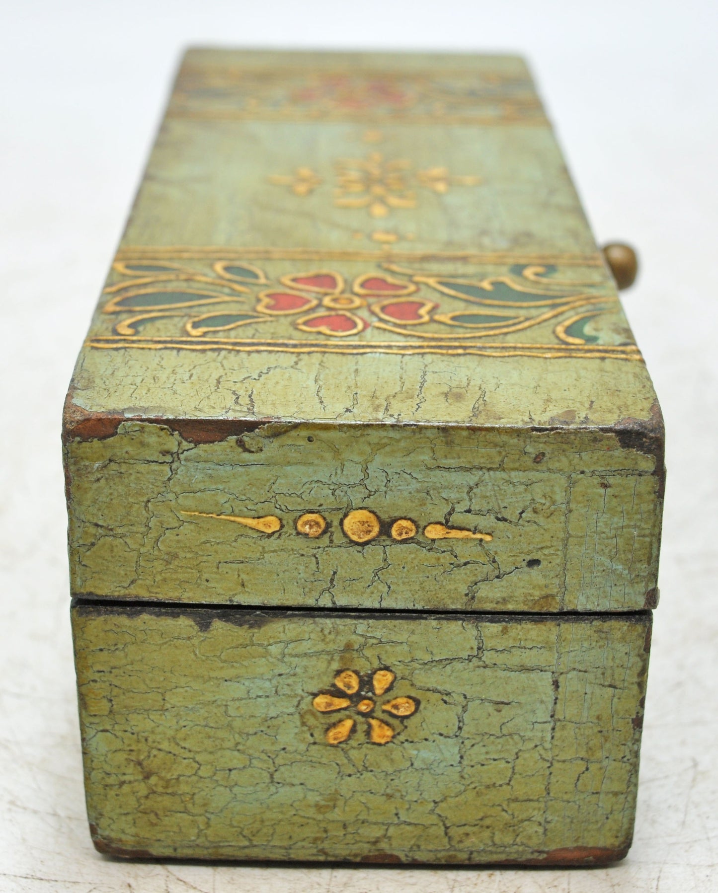 Vintage Wooden Pencil Stationary Box Original Old Hand Crafted Painted